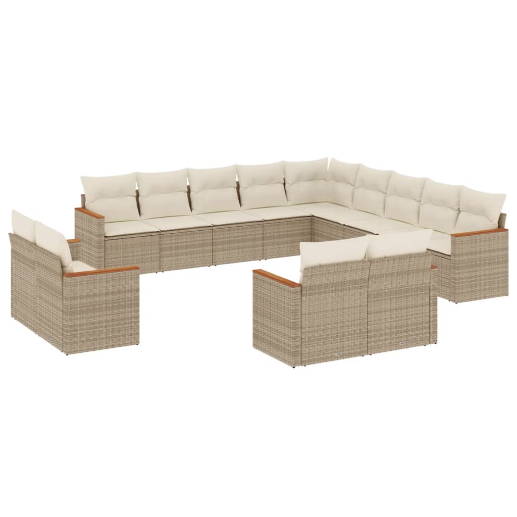 sofasæt til haven 13 dele med hynder polyrattan beige