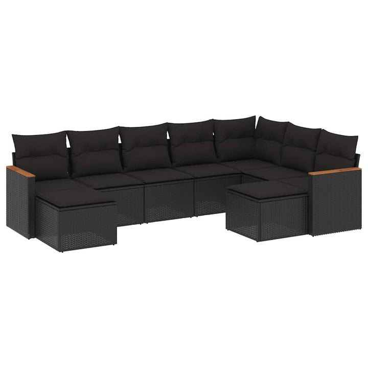 sofasæt til haven 9 dele med hynder polyrattan sort