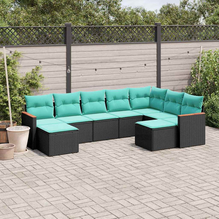 havesofasæt med 9 dele og hynder sort polyrattan