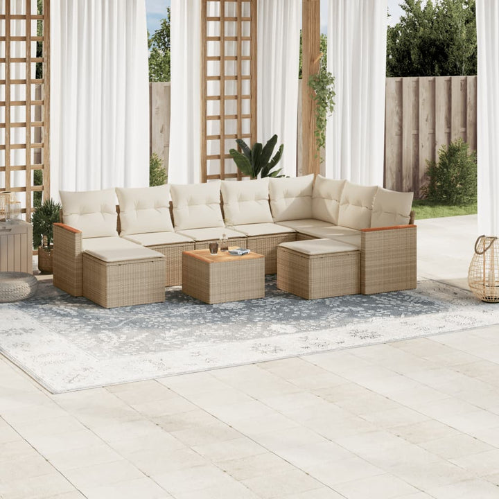 sofasæt til haven 10 dele med hynder polyrattan beige