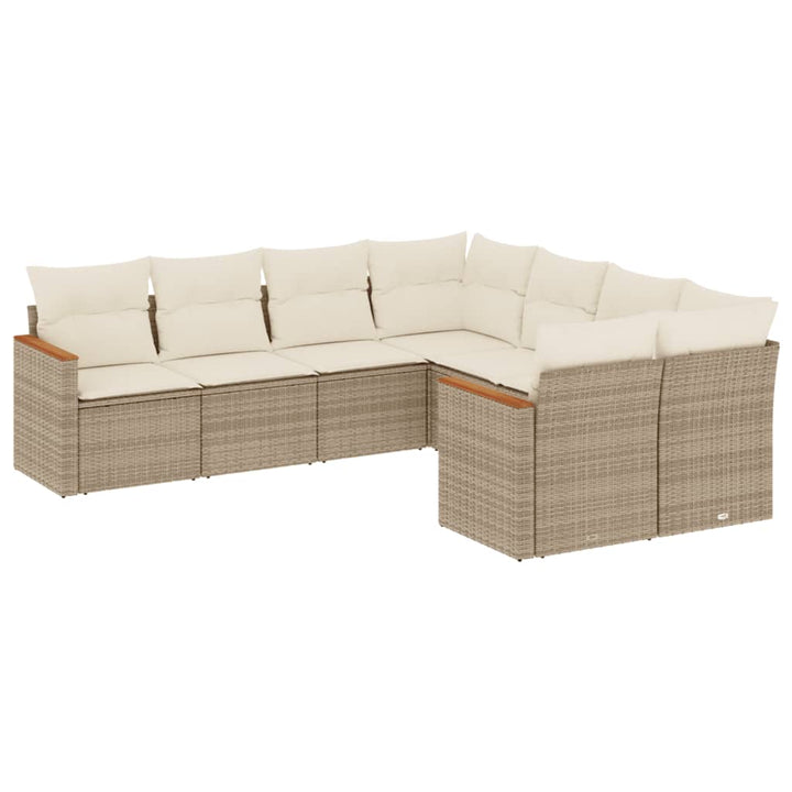 sofasæt til haven 8 dele med hynder polyrattan beige