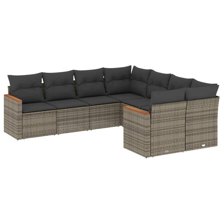 sofasæt til haven 8 dele med hynder polyrattan grå