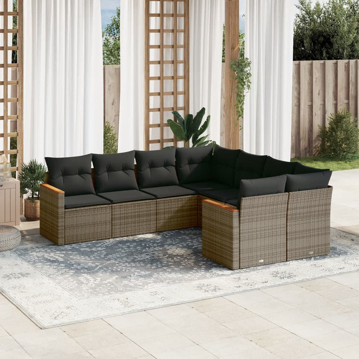 sofasæt til haven 8 dele med hynder polyrattan grå