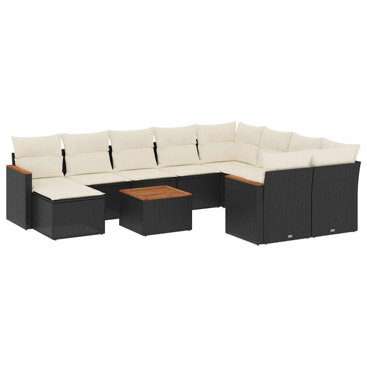 sofasæt til haven 11 dele med hynder polyrattan sort