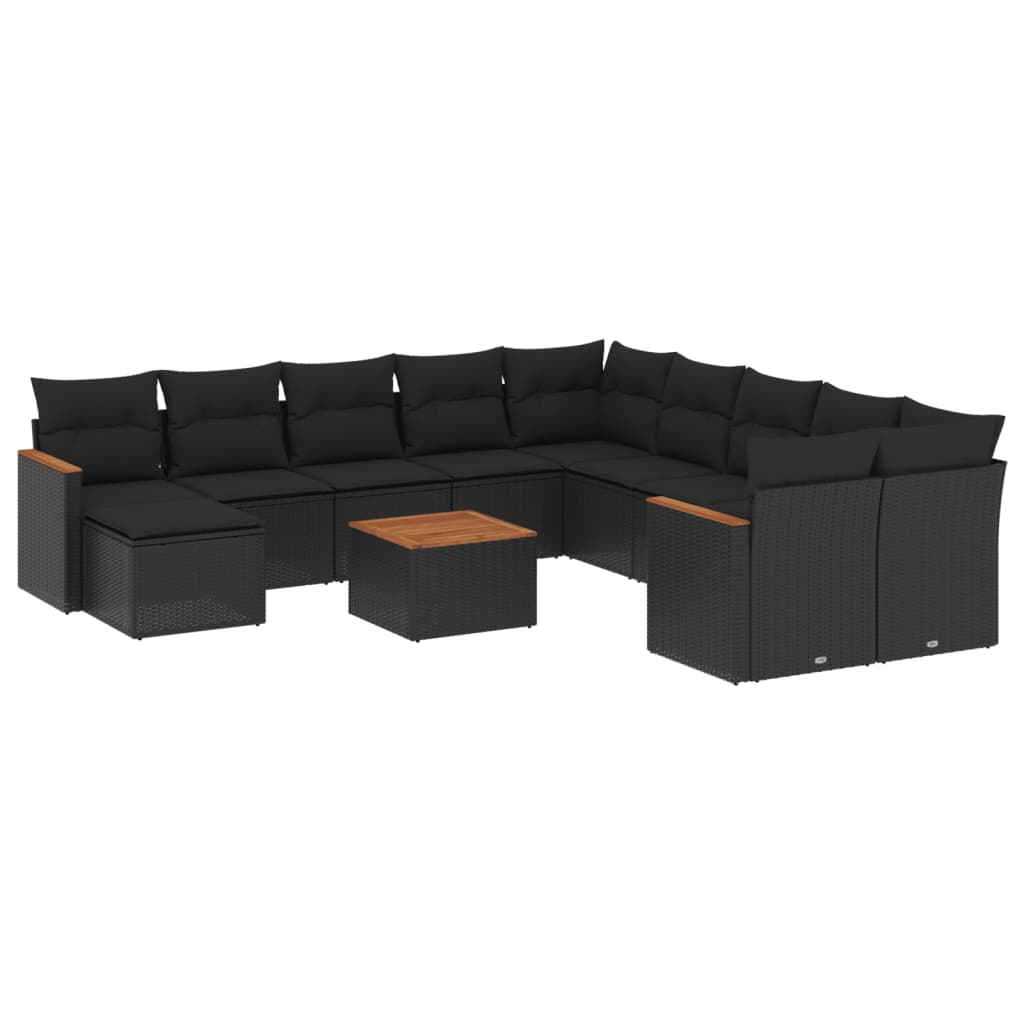 sofasæt til haven 12 dele med hynder polyrattan sort