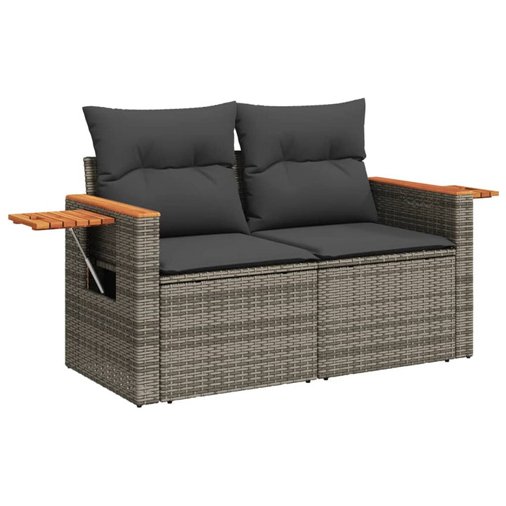 havesofasæt 3 dele med hynder polyrattan grå