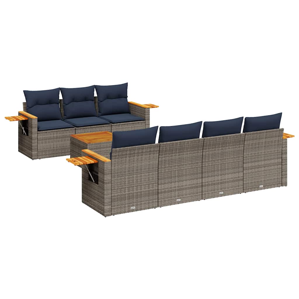 sofasæt til haven 8 dele med hynder polyrattan grå