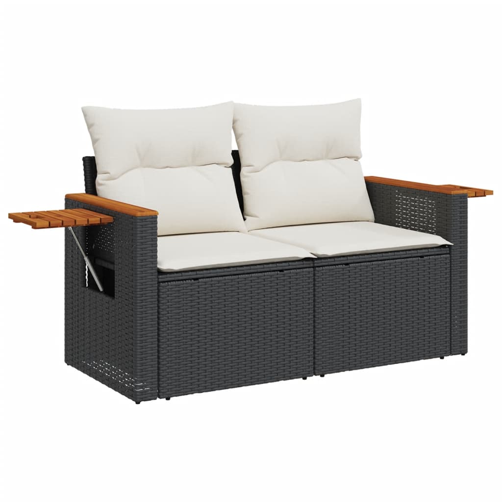 sofasæt til haven 8 dele med hynder polyrattan sort