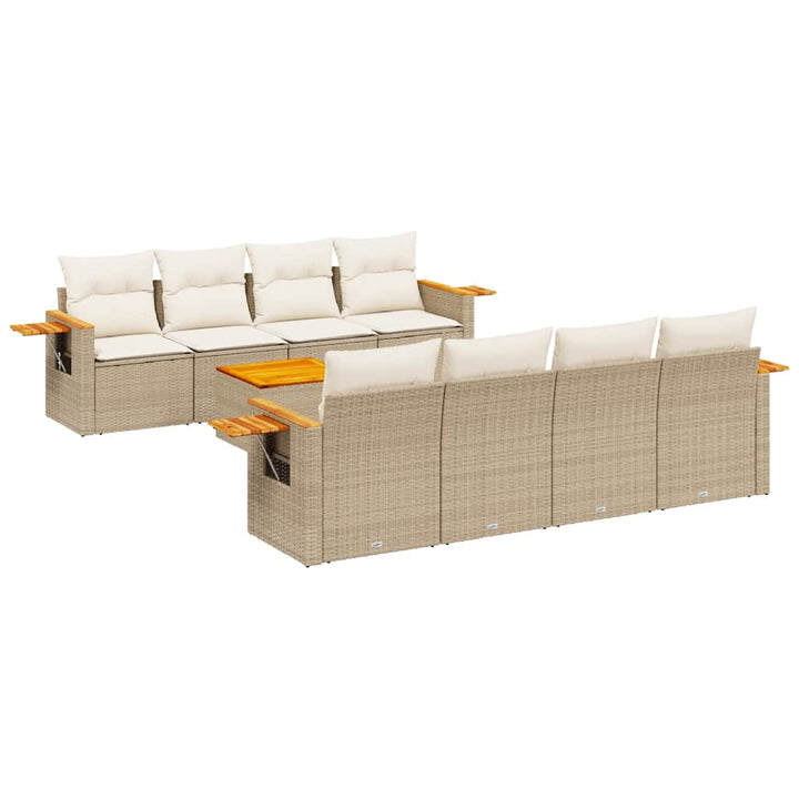 sofasæt til haven 9 dele med hynder polyrattan beige
