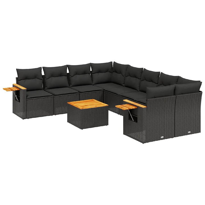 sofasæt til haven 9 dele med hynder polyrattan sort
