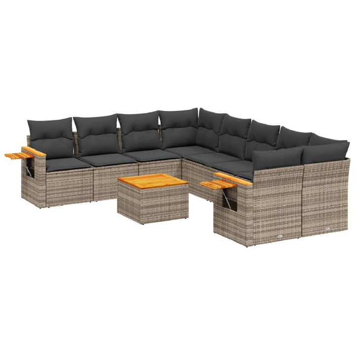 sofasæt til haven 9 dele med hynder polyrattan grå
