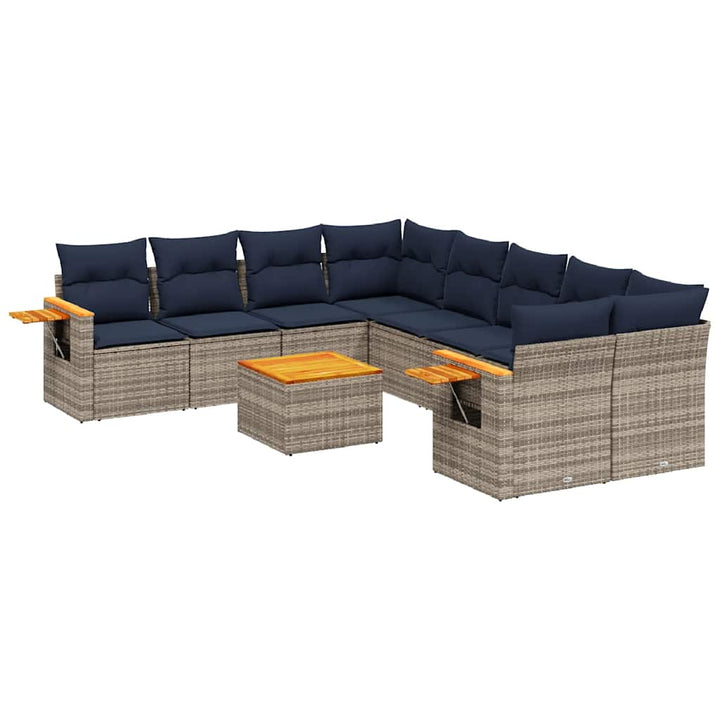 sofasæt til haven 9 dele med hynder polyrattan grå