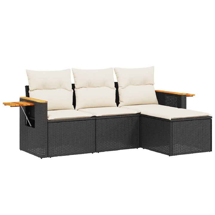 sofasæt til haven 4 dele med hynder polyrattan sort