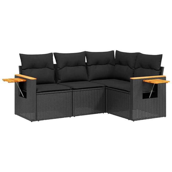 sofasæt til haven 4 dele med hynder polyrattan sort