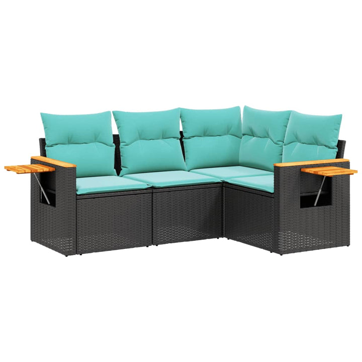 sofasæt til haven 4 dele med hynder polyrattan sort