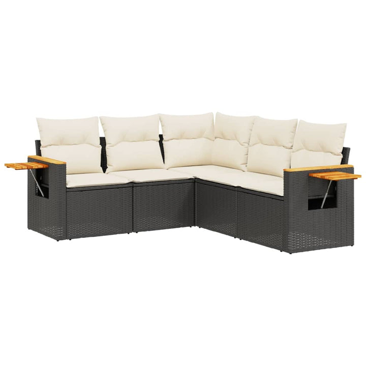 sofasæt til haven 5 dele med hynder polyrattan sort