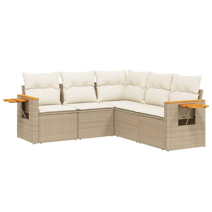 sofasæt til haven 5 dele med hynder polyrattan beige