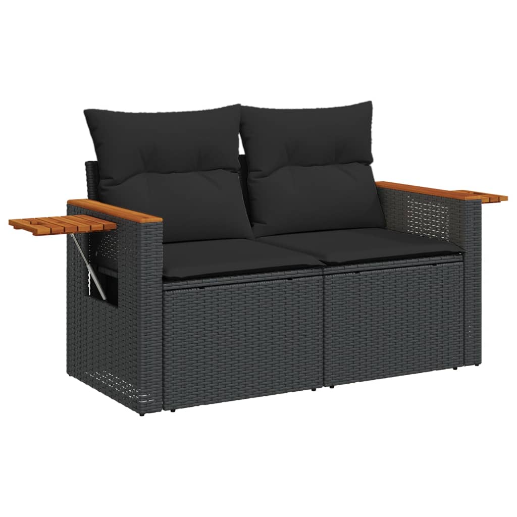 sofasæt til haven 8 dele med hynder polyrattan sort