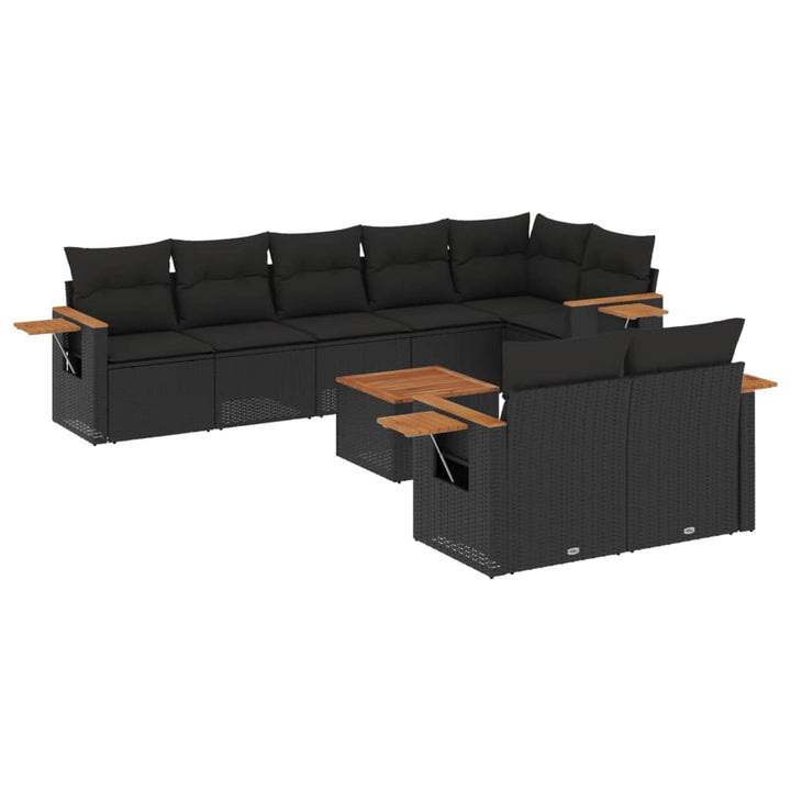 sofasæt til haven 9 dele med hynder polyrattan sort