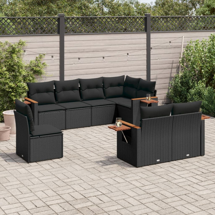 sofasæt til haven 8 dele med hynder polyrattan sort