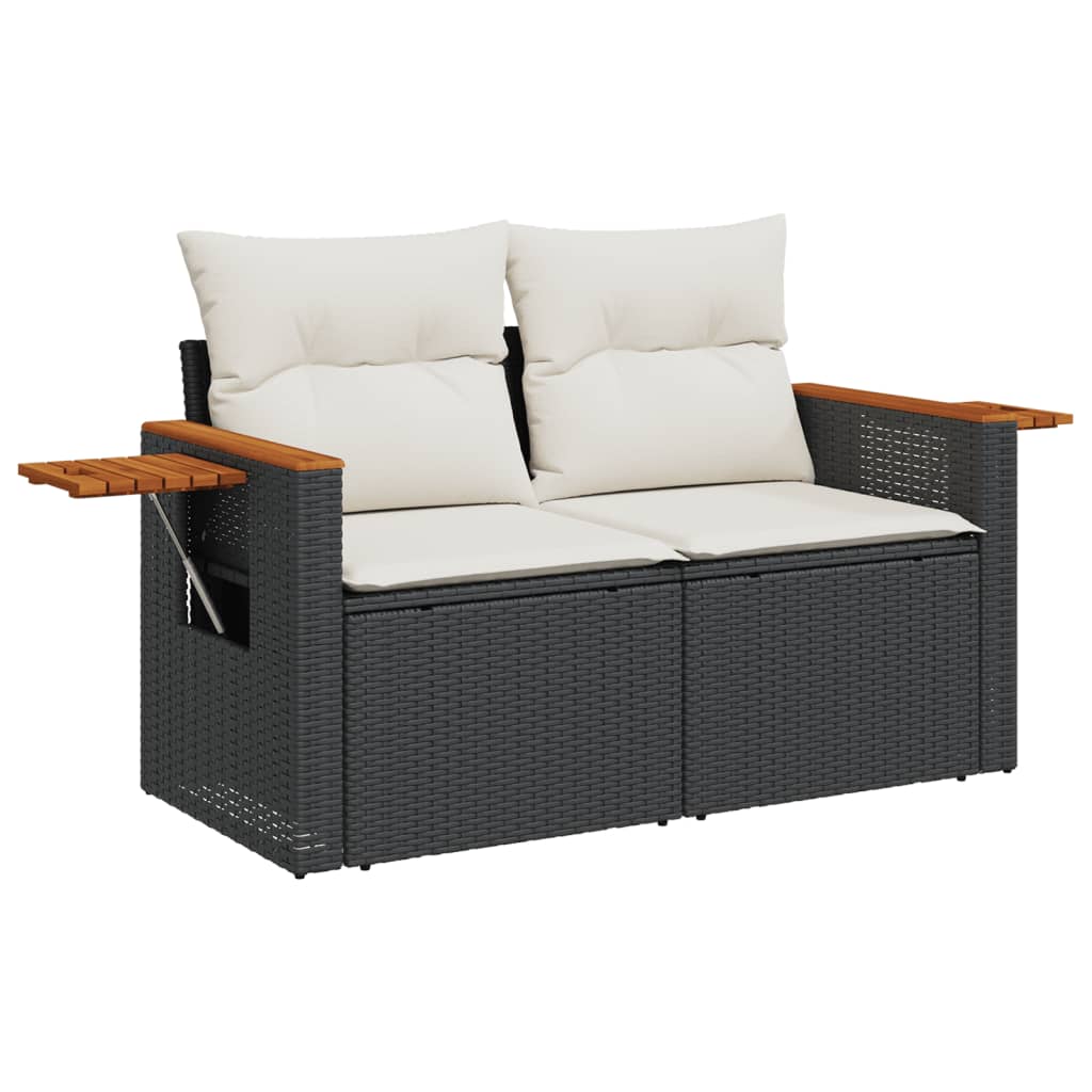 sofasæt til haven 9 dele med hynder polyrattan sort
