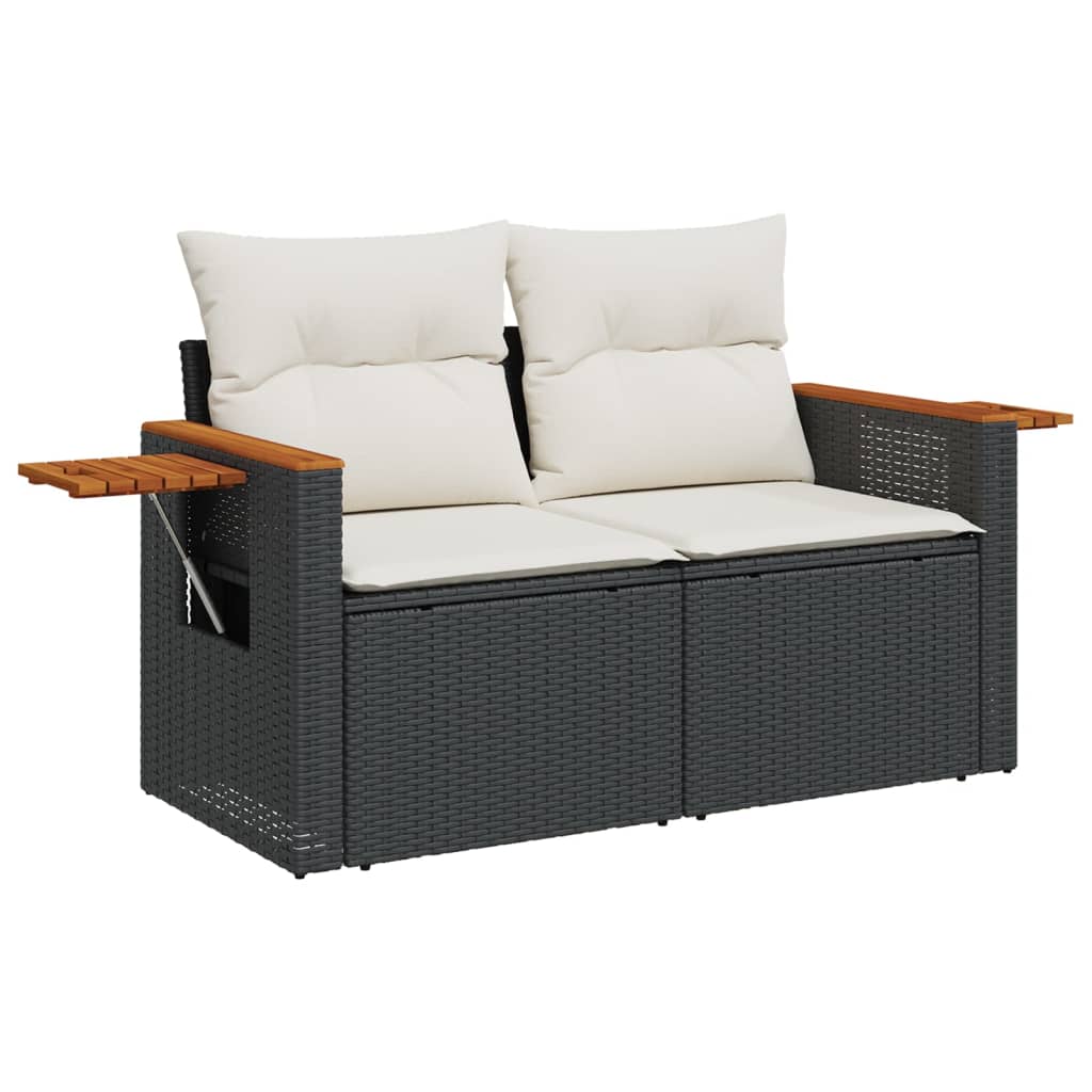 sofasæt til haven 7 dele med hynder polyrattan sort