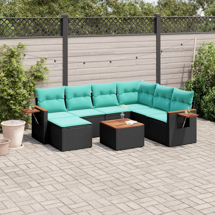 sofasæt til haven 8 dele med hynder polyrattan sort