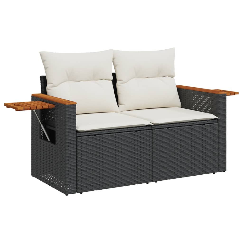 sofasæt til haven 8 dele med hynder polyrattan sort
