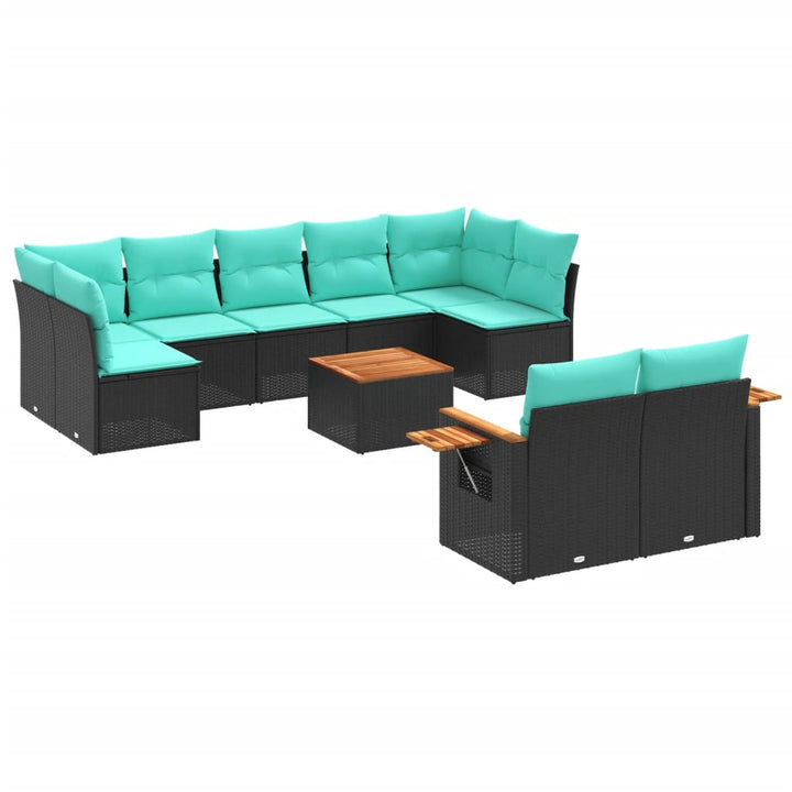 sofasæt til haven 10 dele med hynder polyrattan sort