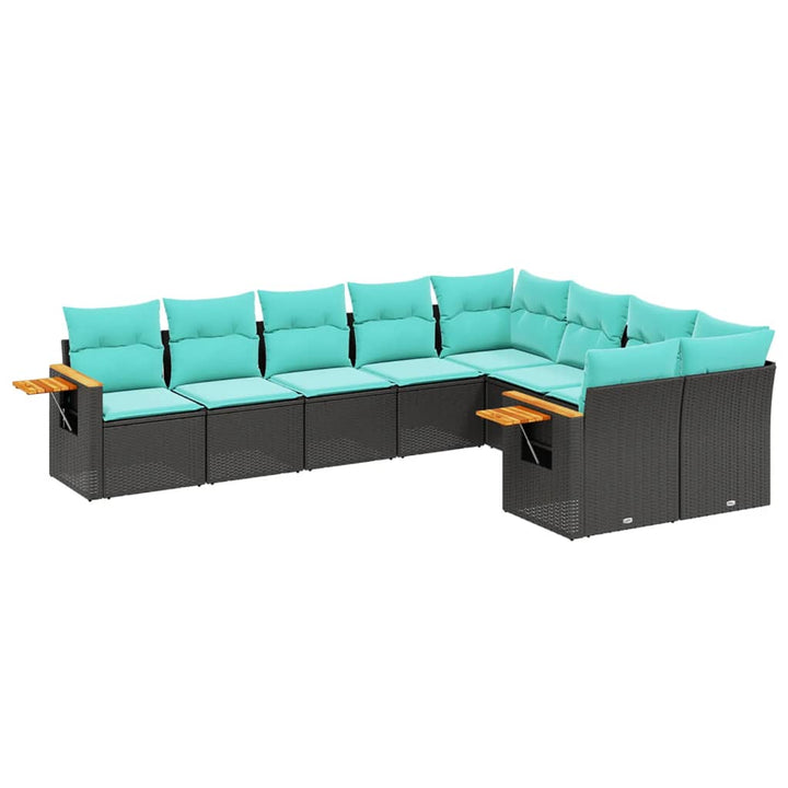 sofasæt til haven 9 dele med hynder polyrattan sort