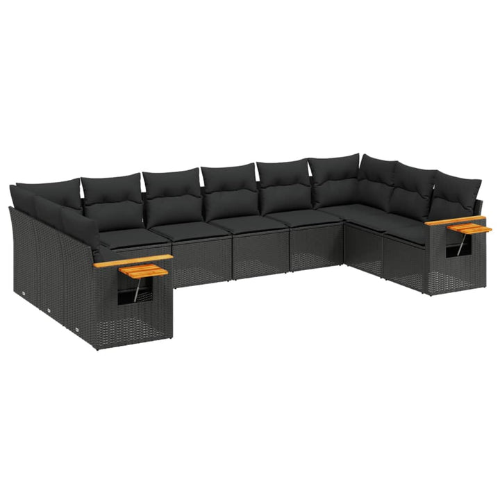 sofasæt til haven 10 dele med hynder polyrattan sort