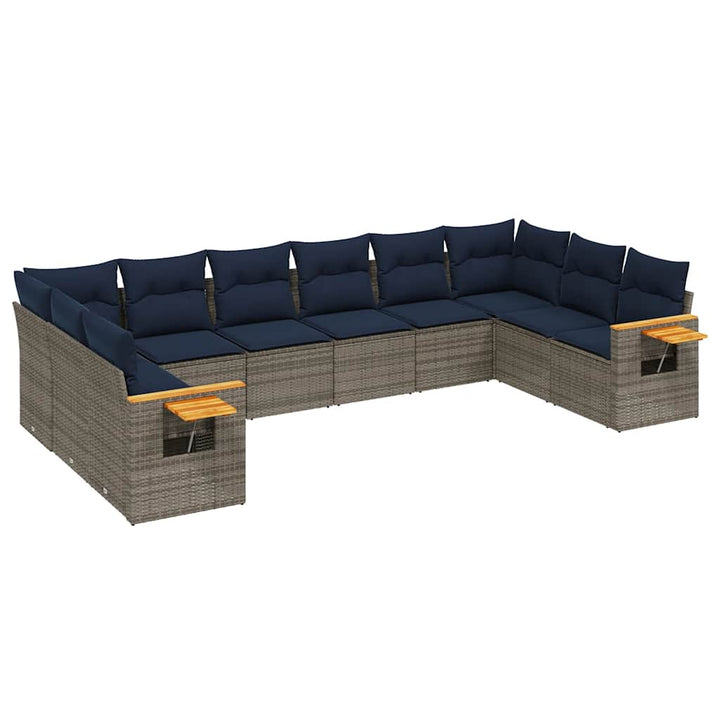 sofasæt til haven 10 dele med hynder polyrattan grå