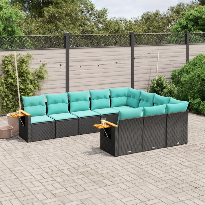 sofasæt til haven 10 dele med hynder polyrattan sort