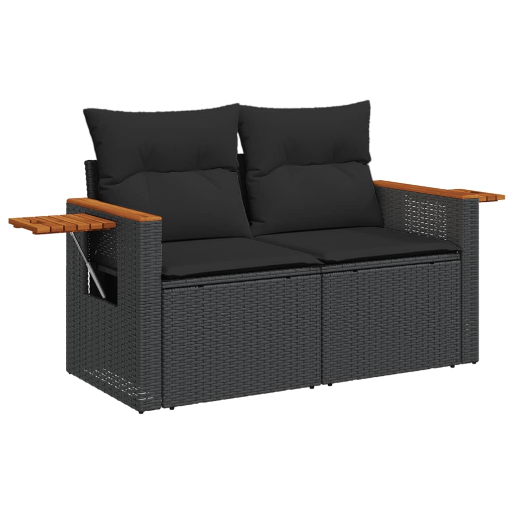 sofasæt til haven 11 dele med hynder polyrattan sort