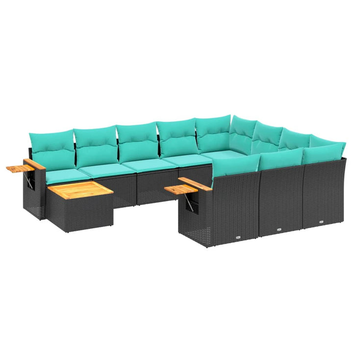 sofasæt til haven 11 dele med hynder polyrattan sort