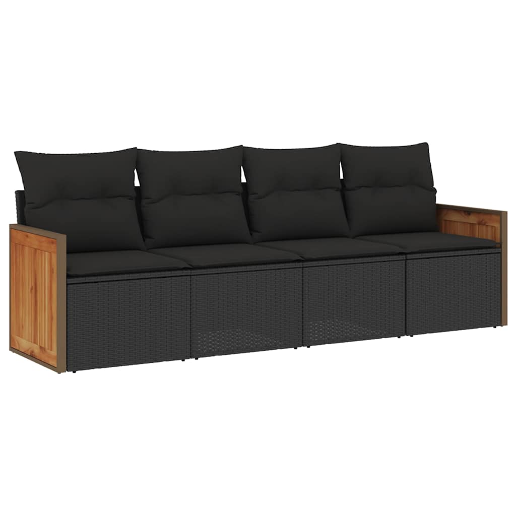 sofasæt til haven 4 dele med hynder polyrattan sort
