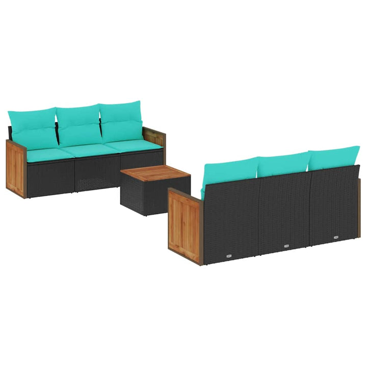 havesofasæt med 7 hynder sort polyrattan