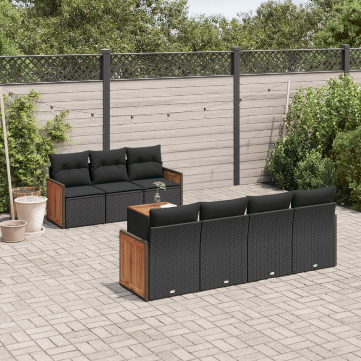 sofasæt til haven 8 dele med hynder polyrattan sort