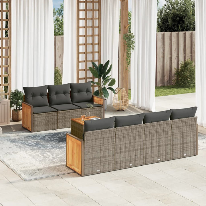 sofasæt til haven 8 dele med hynder polyrattan grå