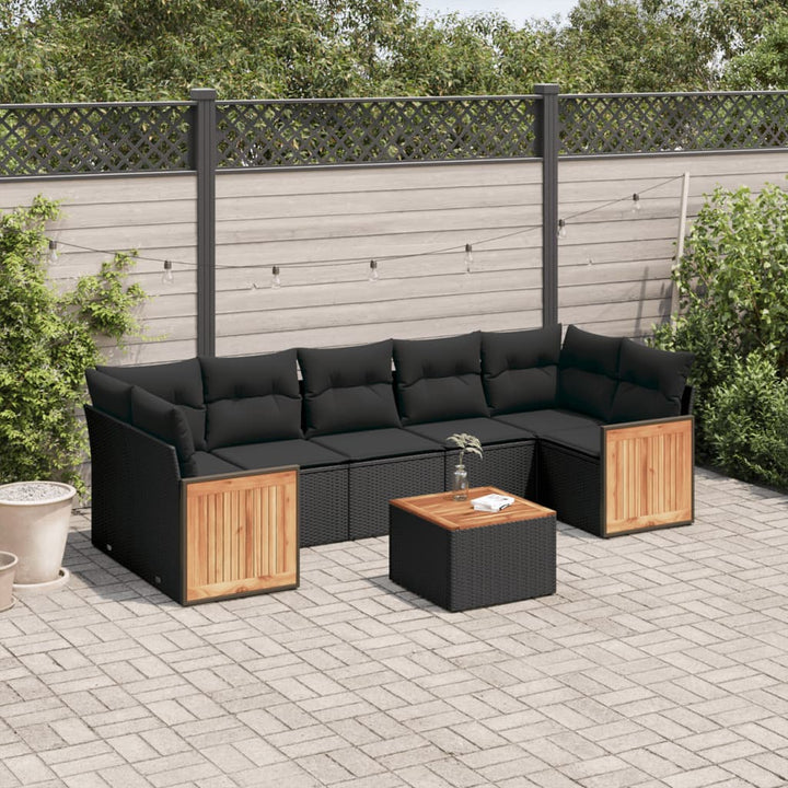 sofasæt til haven 8 dele med hynder polyrattan sort
