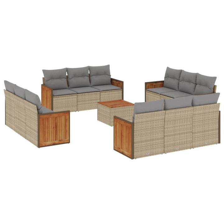 sofasæt til haven 13 dele med hynder polyrattan beige