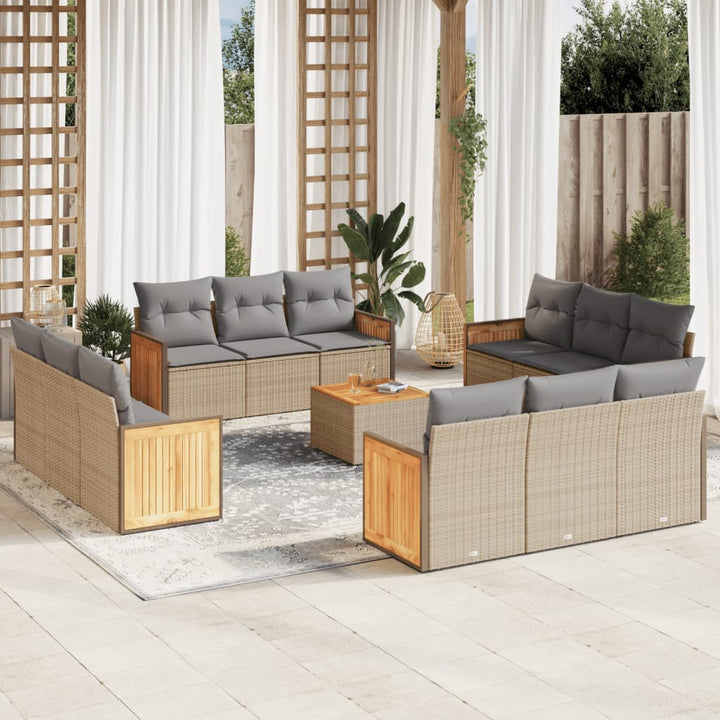sofasæt til haven 13 dele med hynder polyrattan beige