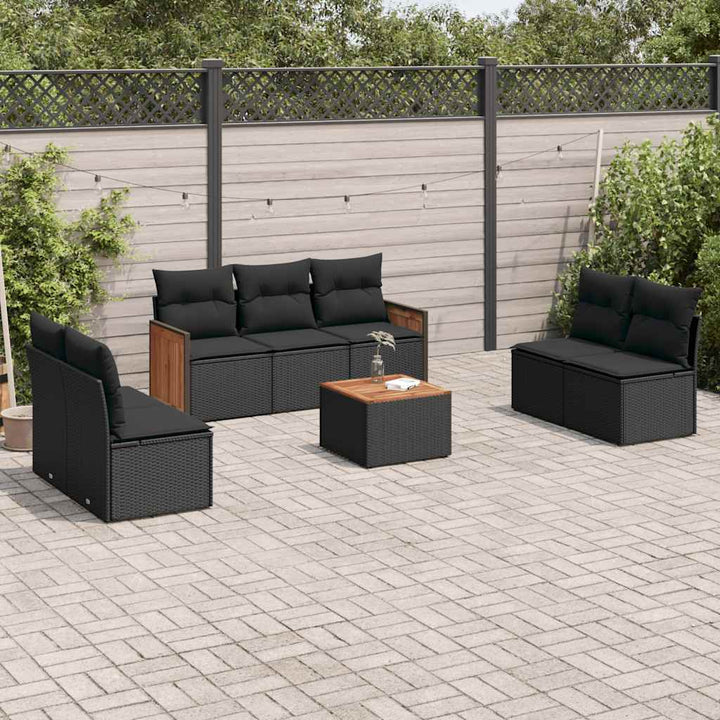 sofasæt til haven 8 dele med hynder polyrattan sort