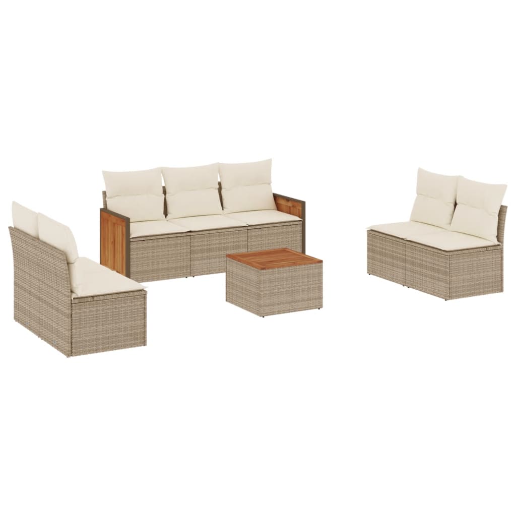 sofasæt til haven 8 dele med hynder polyrattan beige