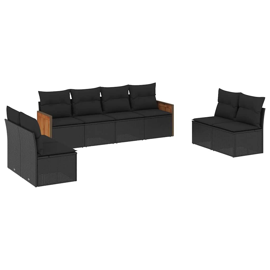 sofasæt til haven 8 dele med hynder polyrattan sort
