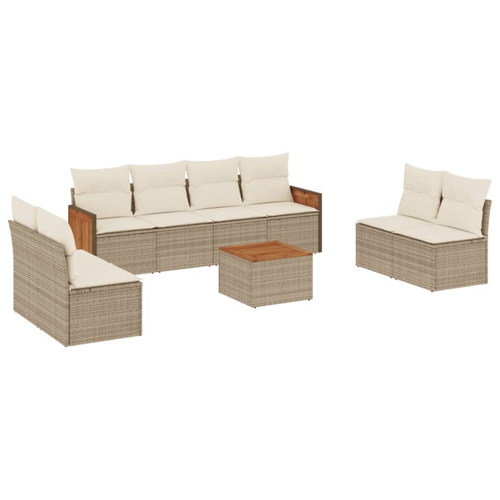 sofasæt til haven 9 dele med hynder polyrattan beige