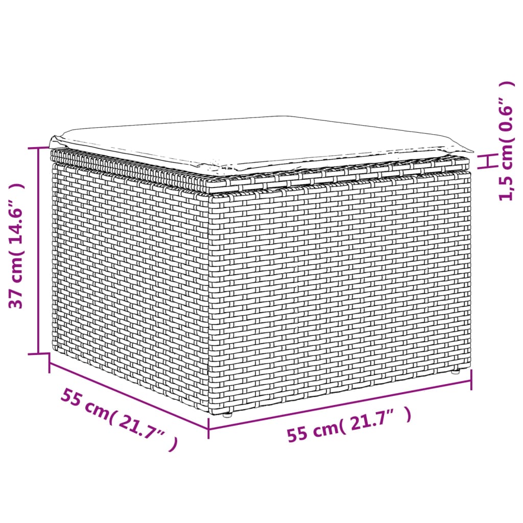 sofasæt 5 dele med hynder polyrattan grå