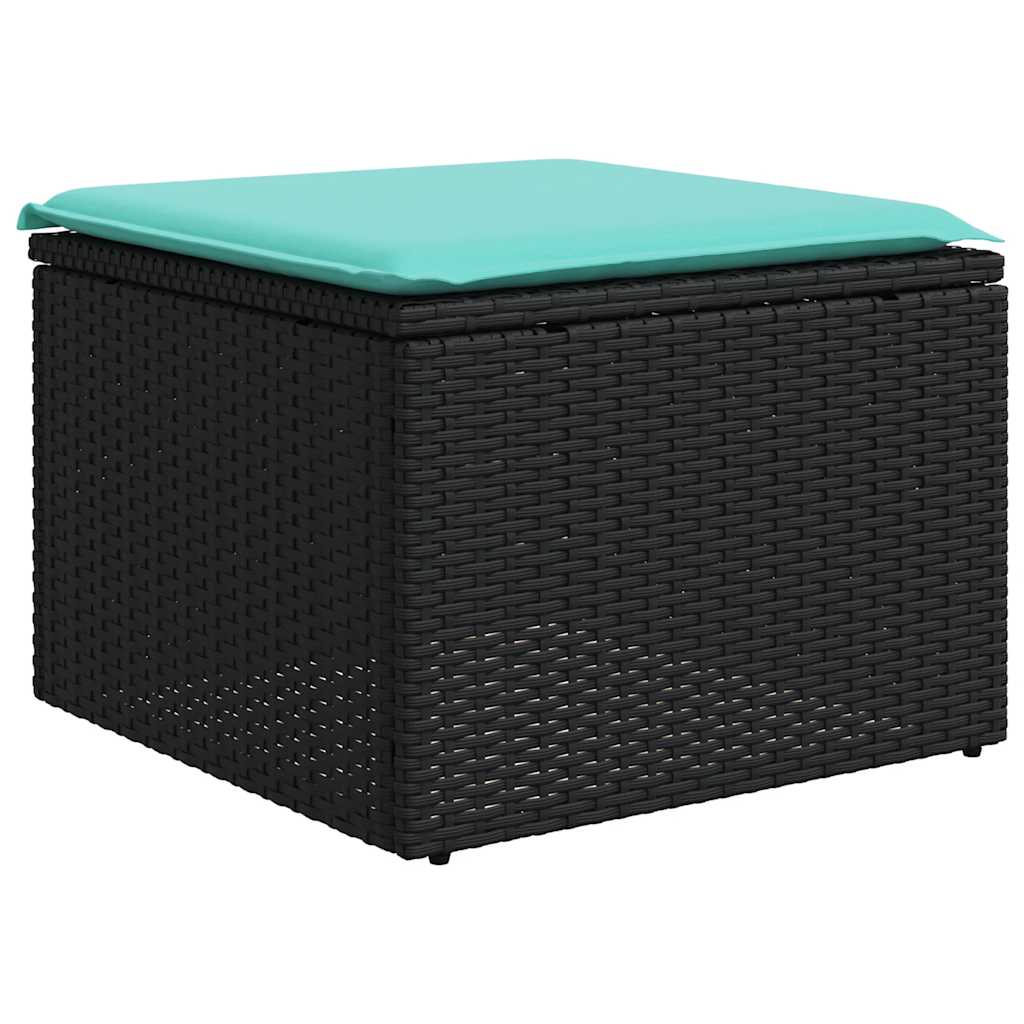 havesofasæt med 6 hynder sort polyrattan