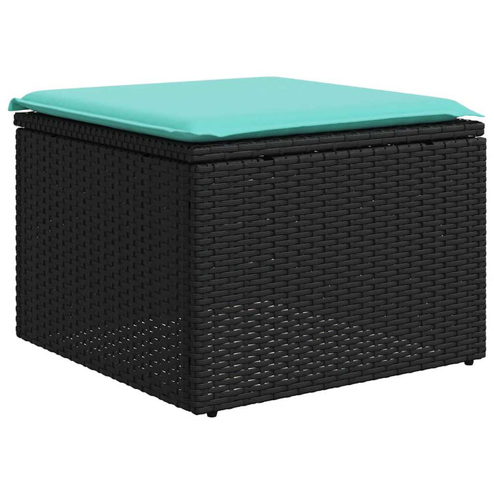 havesofasæt med 6 hynder sort polyrattan