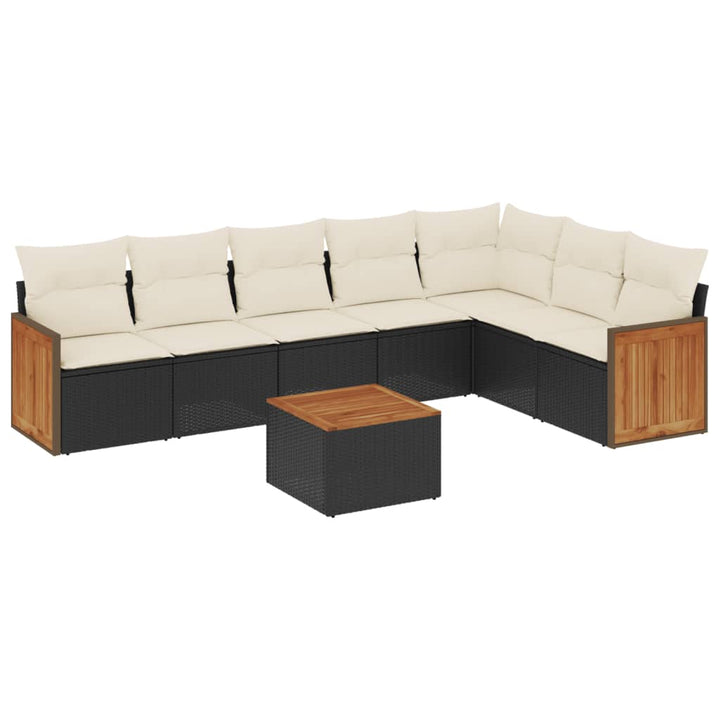 sofasæt til haven 8 dele med hynder polyrattan sort